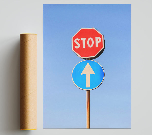 Blue Stop Sign Print
