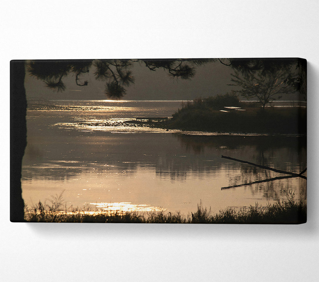  A Canvas Print of Golden Lakeside Sunset Canvas Wall Art