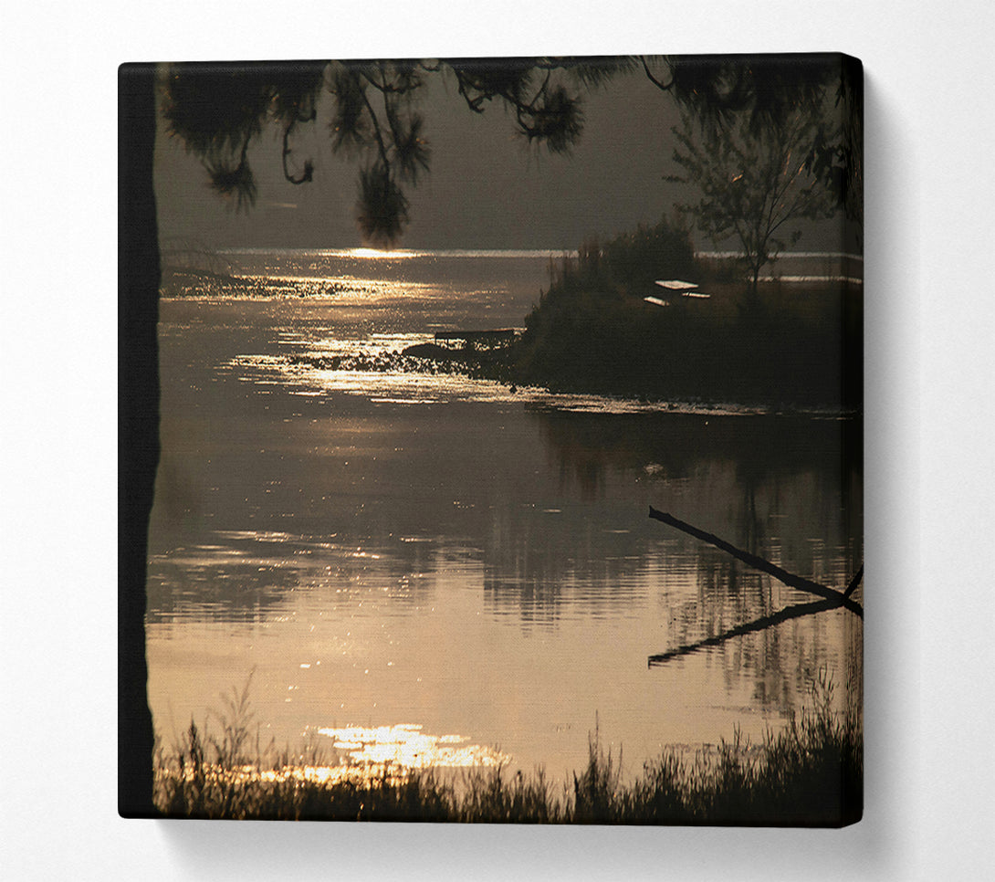  A Canvas Print of Golden Lakeside Sunset Canvas Wall Art