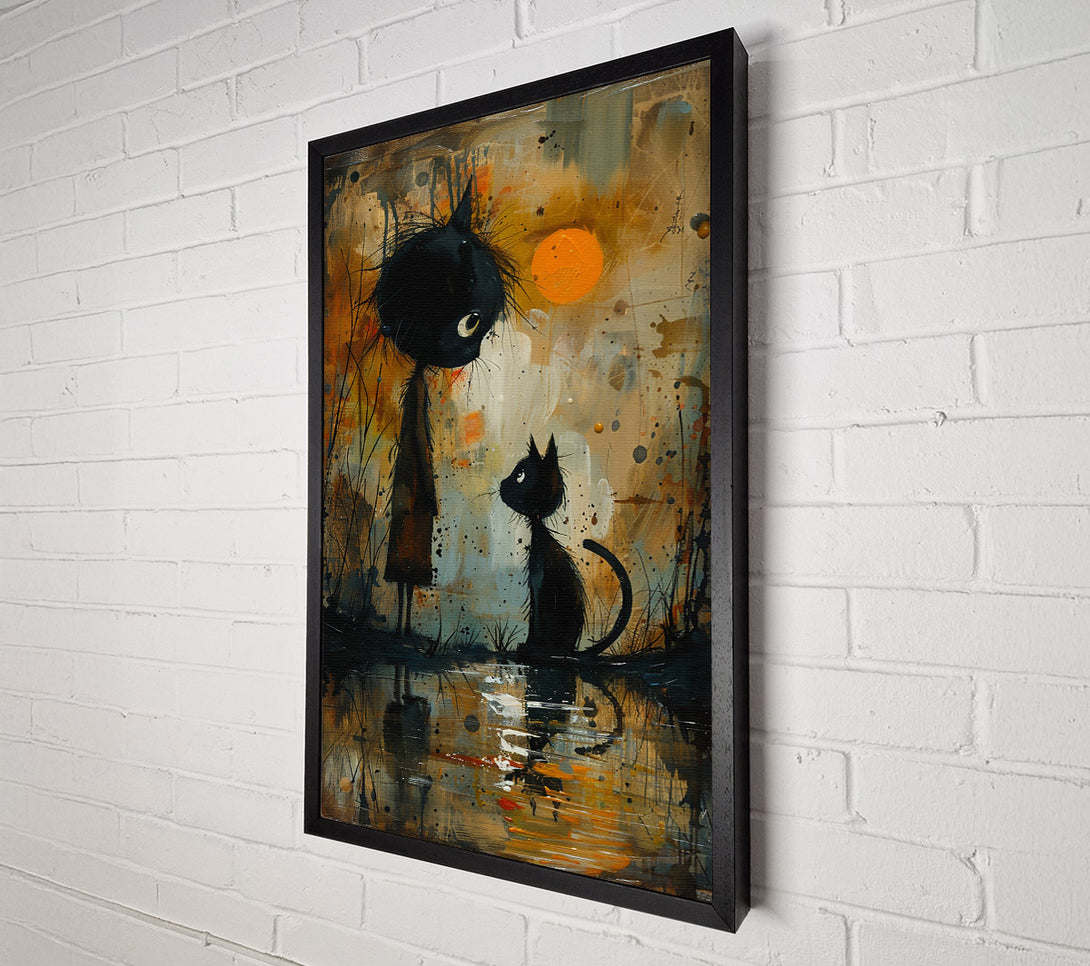  A Canvas Print of Orange Sunset Shadow Cats Canvas Wall Art