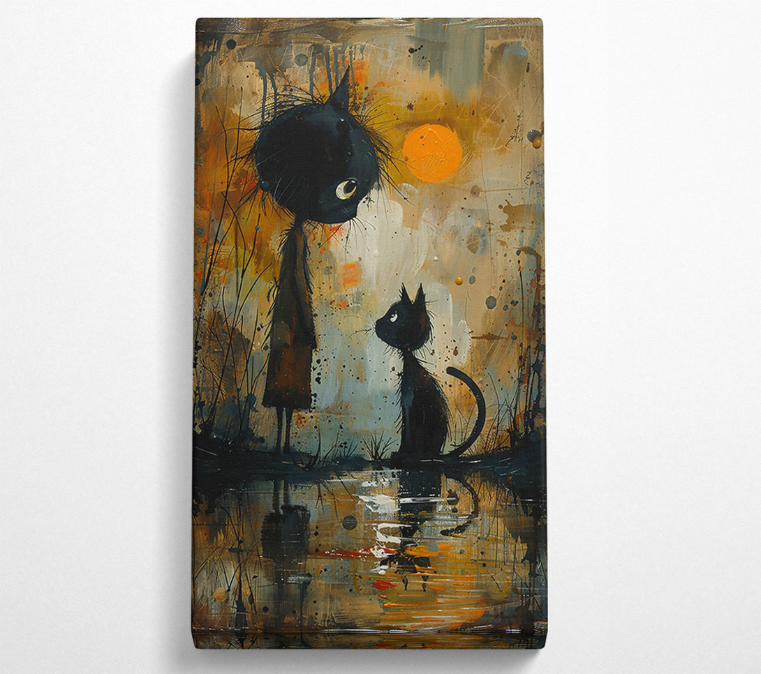  A Canvas Print of Orange Sunset Shadow Cats Canvas Wall Art