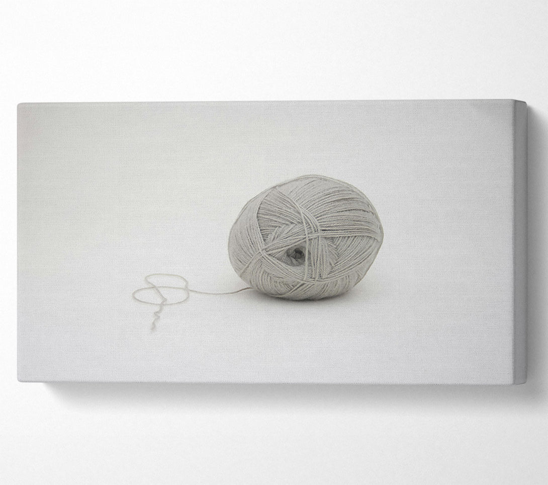  A Canvas Print of Gray Yarn Ball Unraveling Canvas Art