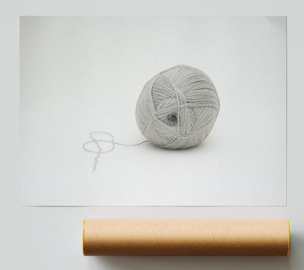 Gray Yarn Ball Unraveling Poster