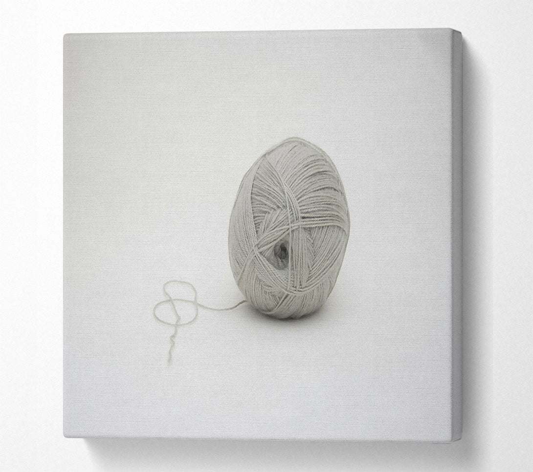  A Canvas Print of Gray Yarn Ball Unraveling Canvas Art
