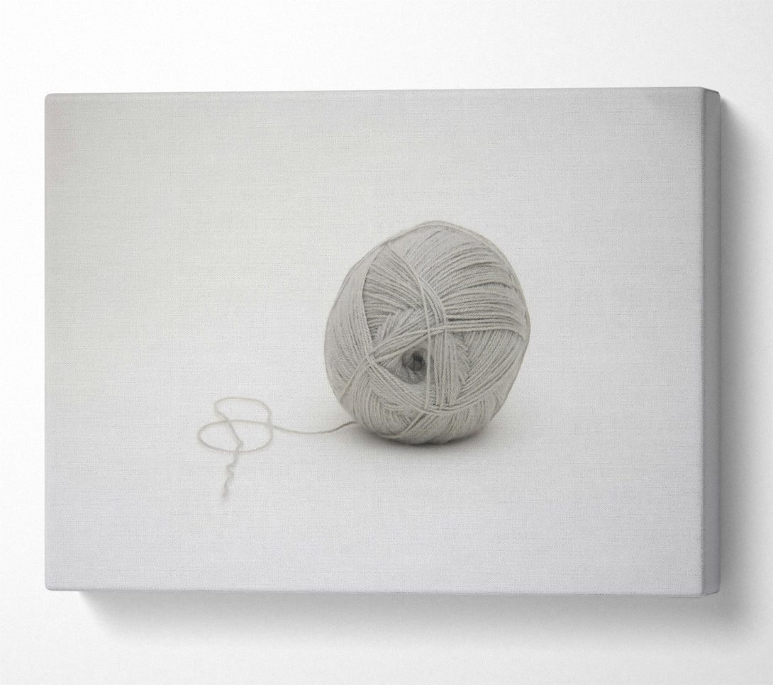  A Canvas Print of Gray Yarn Ball Unraveling Canvas Art