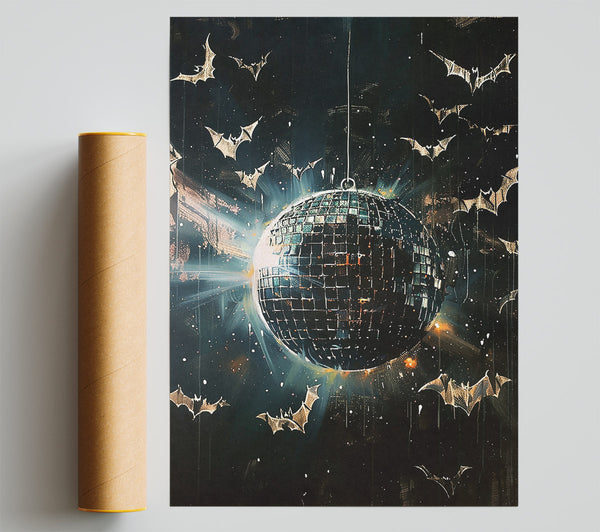 Black Bat Disco Ball Poster
