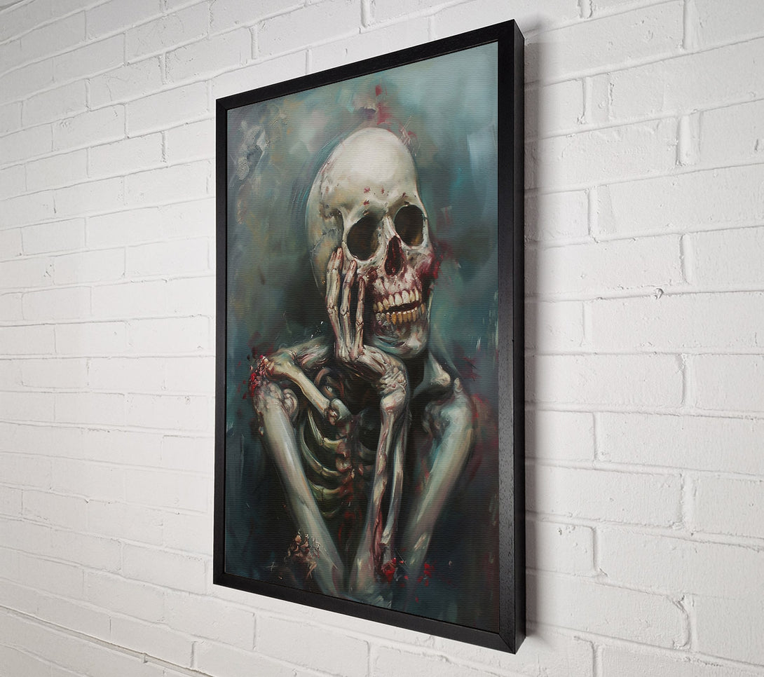  A Canvas Print of Cyan Skull Contemplation Canvas Art