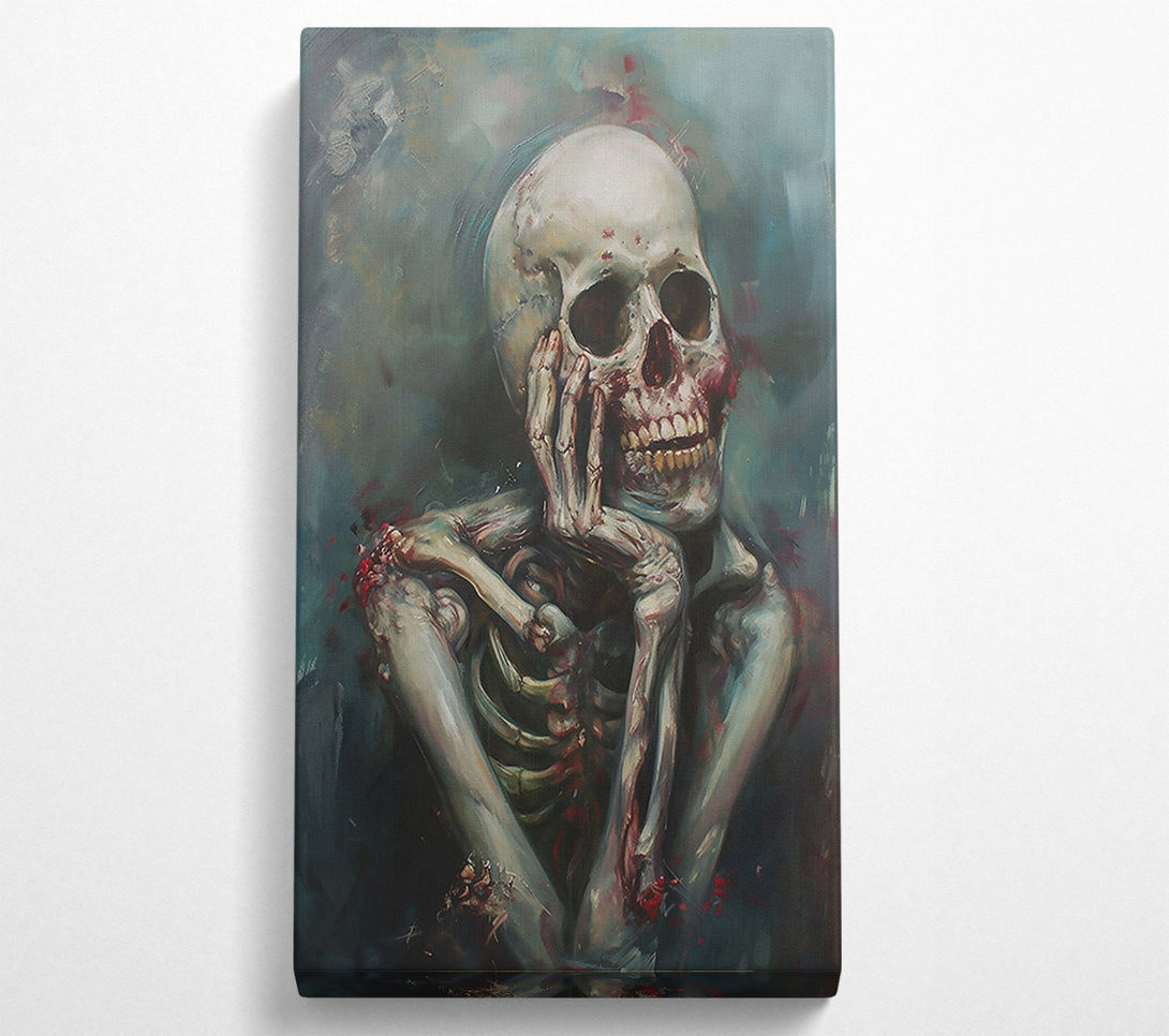  A Canvas Print of Cyan Skull Contemplation Canvas Art