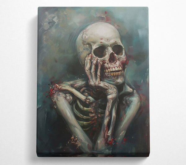  A Canvas Print of Cyan Skull Contemplation Canvas Art