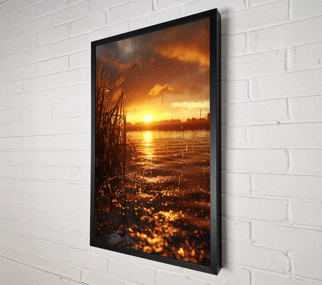  A Canvas Print of Golden Sunset Rain Canvas Art