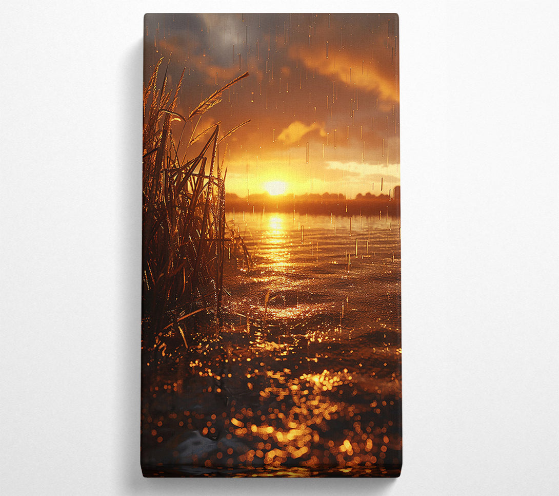  A Canvas Print of Golden Sunset Rain Canvas Art
