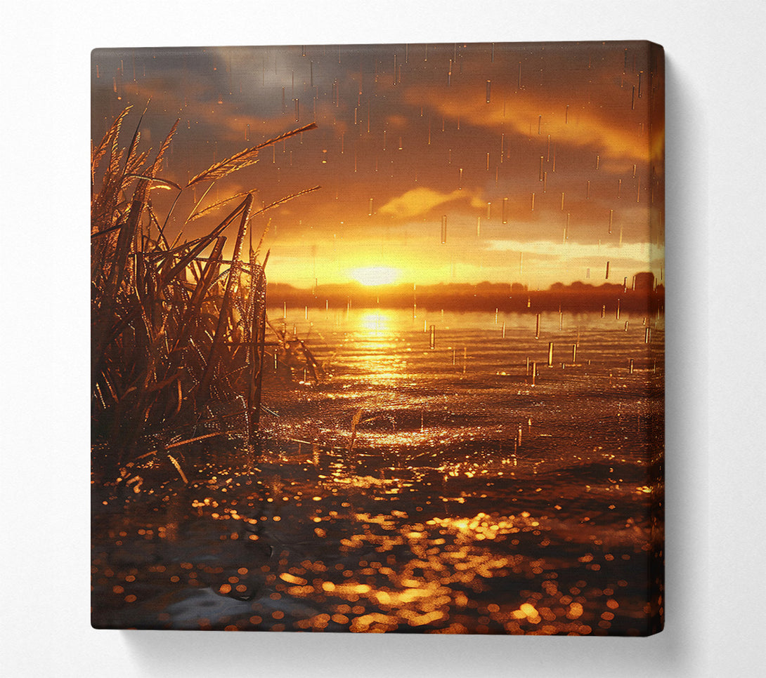  A Canvas Print of Golden Sunset Rain Canvas Art