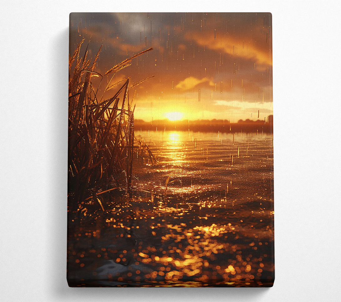  A Canvas Print of Golden Sunset Rain Canvas Art