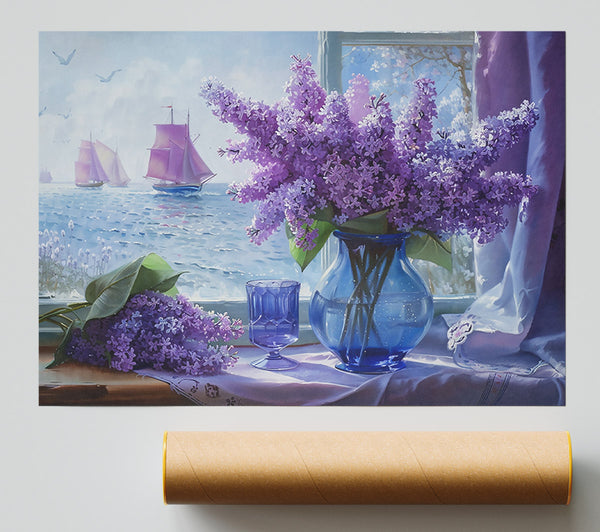 Purple Lilacs By The Sea Giclee Print