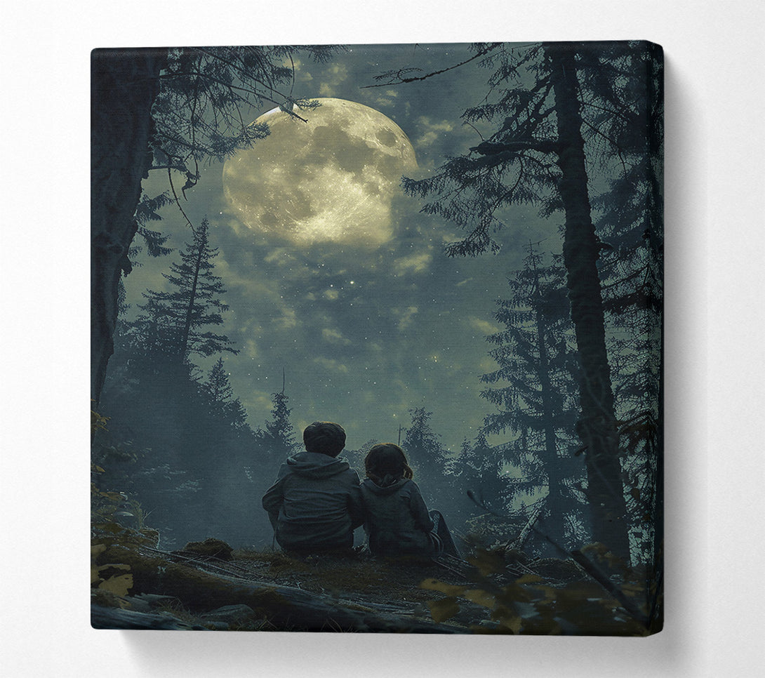  A Canvas Print of Golden Moonlight Forest Canvas Art