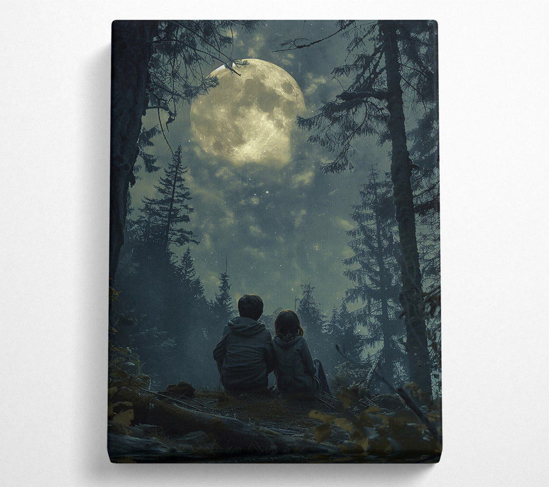  A Canvas Print of Golden Moonlight Forest Canvas Art