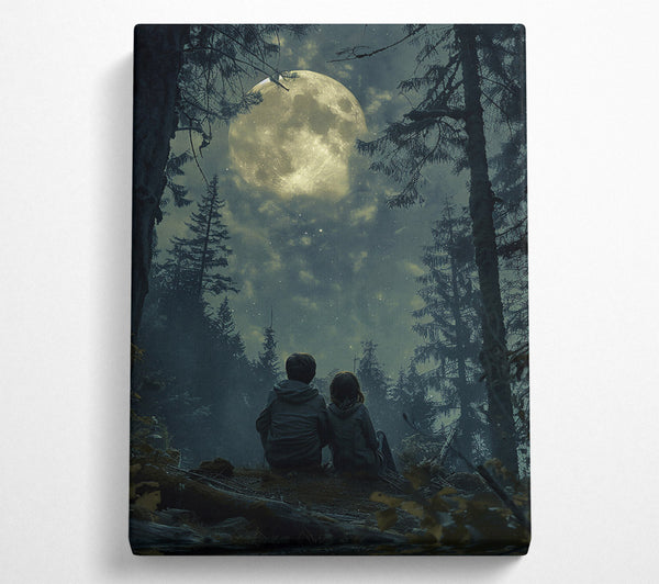  A Canvas Print of Golden Moonlight Forest Canvas Art