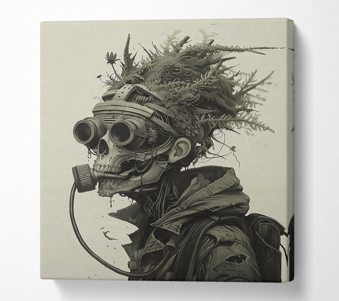  A Canvas Print of Grey Mechanical Bloom Canvas Print