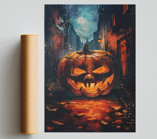 Orange Jack-O-Lantern Alley Poster
