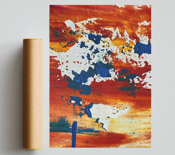 Crimson And Blue Abstract Giclee Print