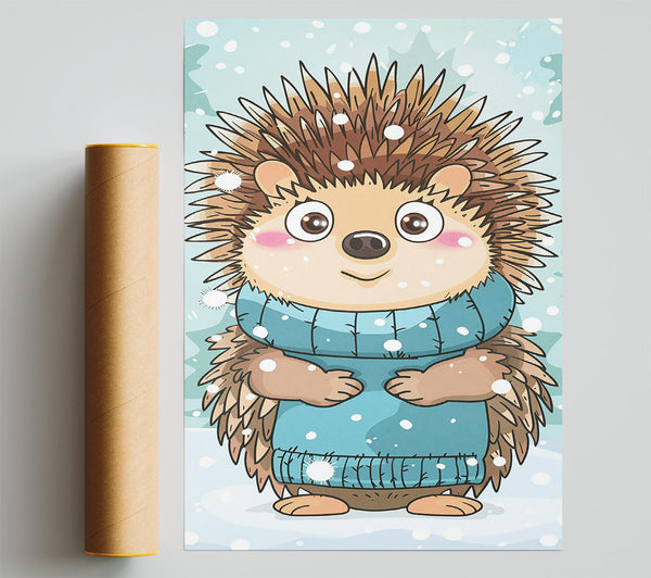 Blue Sweater Hedgehog Giclee Print