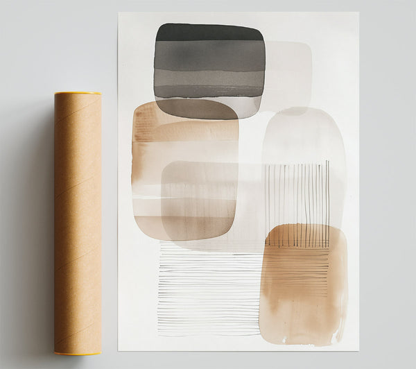 Tan And Grey Abstract Giclee Print
