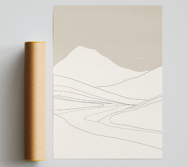 Beige Mountain Lines Giclee Print