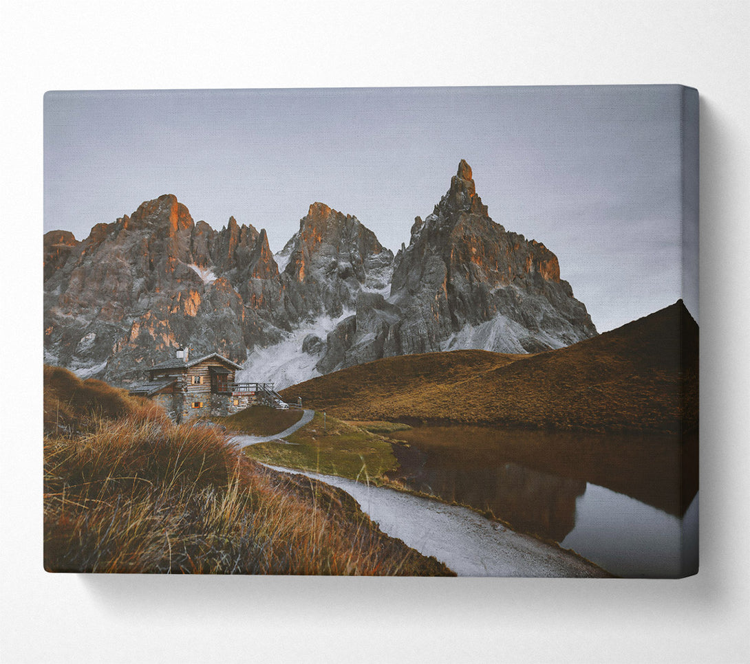  A Canvas Print of Golden Mountain Reflection Canvas Wall Art