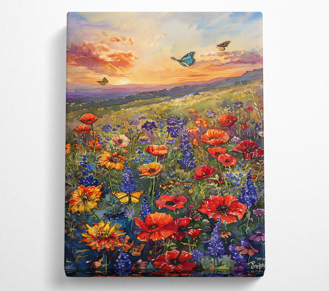  A Canvas Print of Orange Sunset Meadow Canvas Print