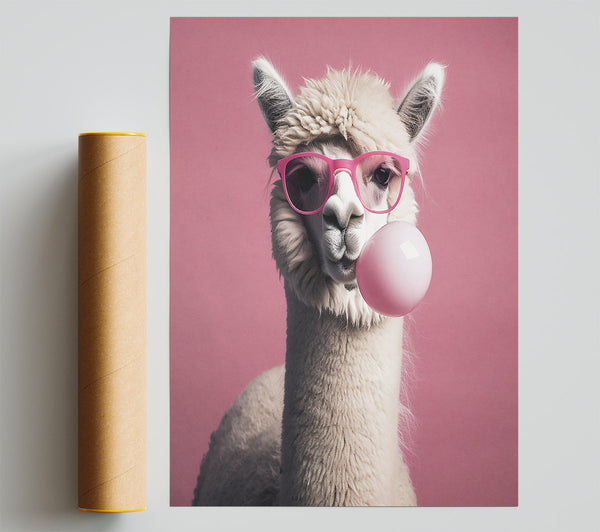 Alpaca Pink Bubble Gum Poster