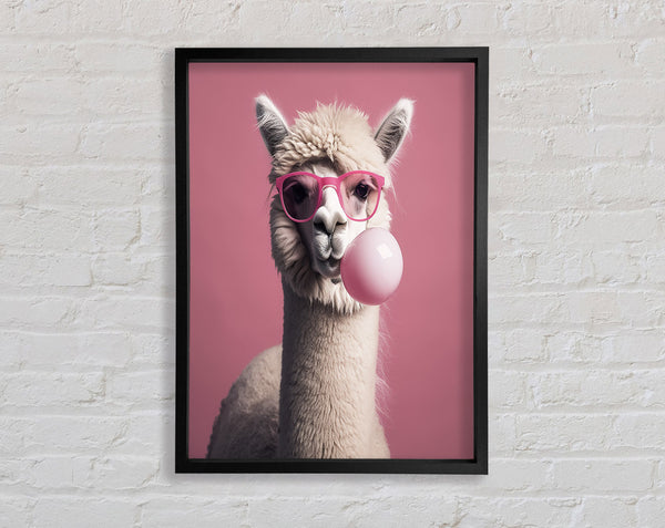 Alpaca Pink Bubble Gum Framed Print