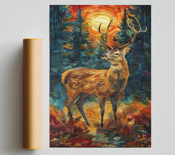 Golden Forest Deer Print
