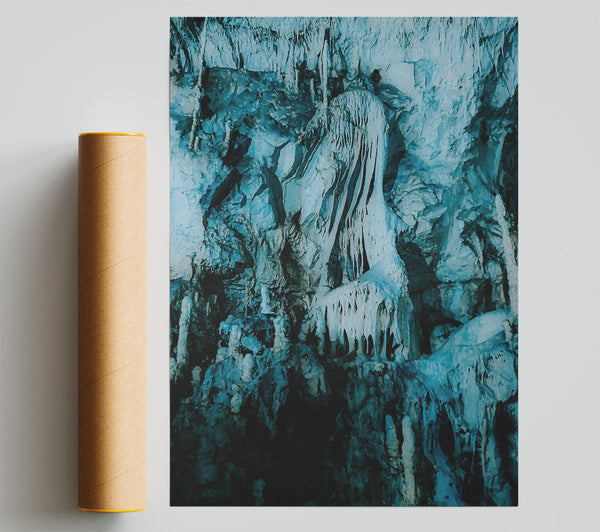 Teal Cave Formations Poster