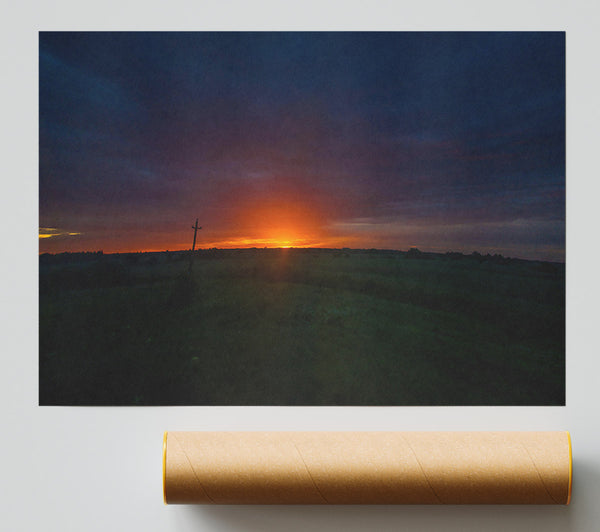 Orange Sunset Field Print