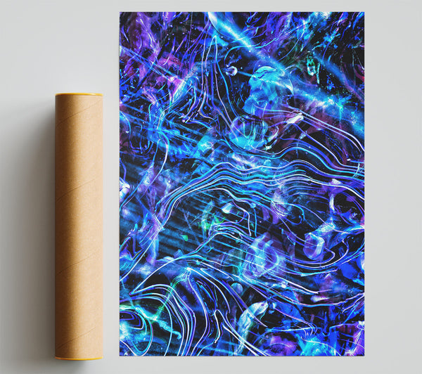 Electric Blue Abstract Giclee Print