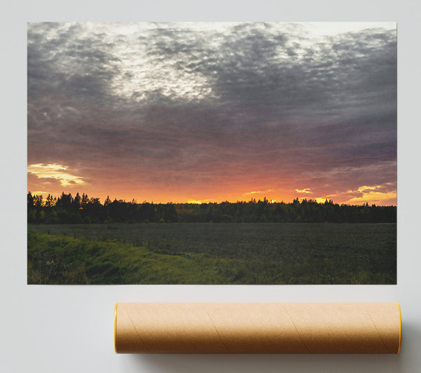 Orange Sunset Cloudscape Poster