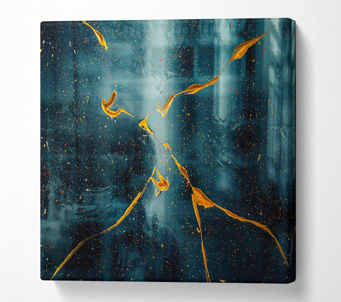  A Canvas Print of Azure Gold Streaks Canvas Print