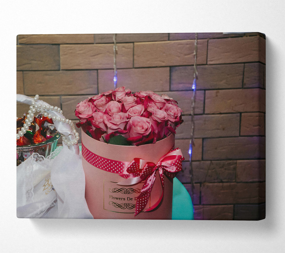  A Canvas Print of Pink Roses In Bloom Canvas Wall Art