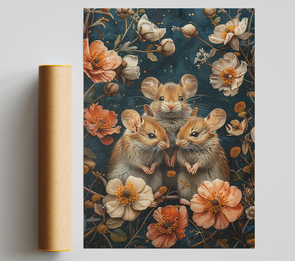 Midnight Floral Trio Giclee Print