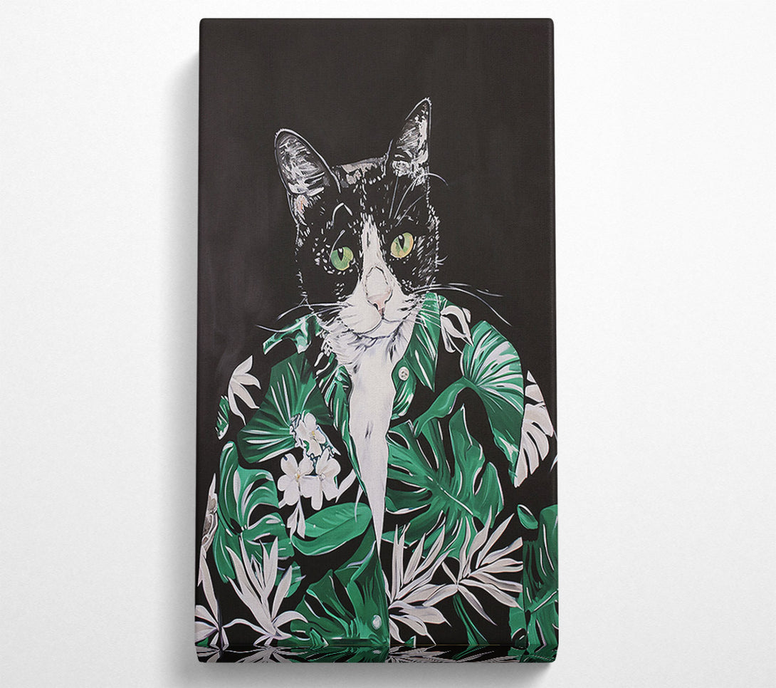  A Canvas Print of Green Feline Fashionista Canvas Art