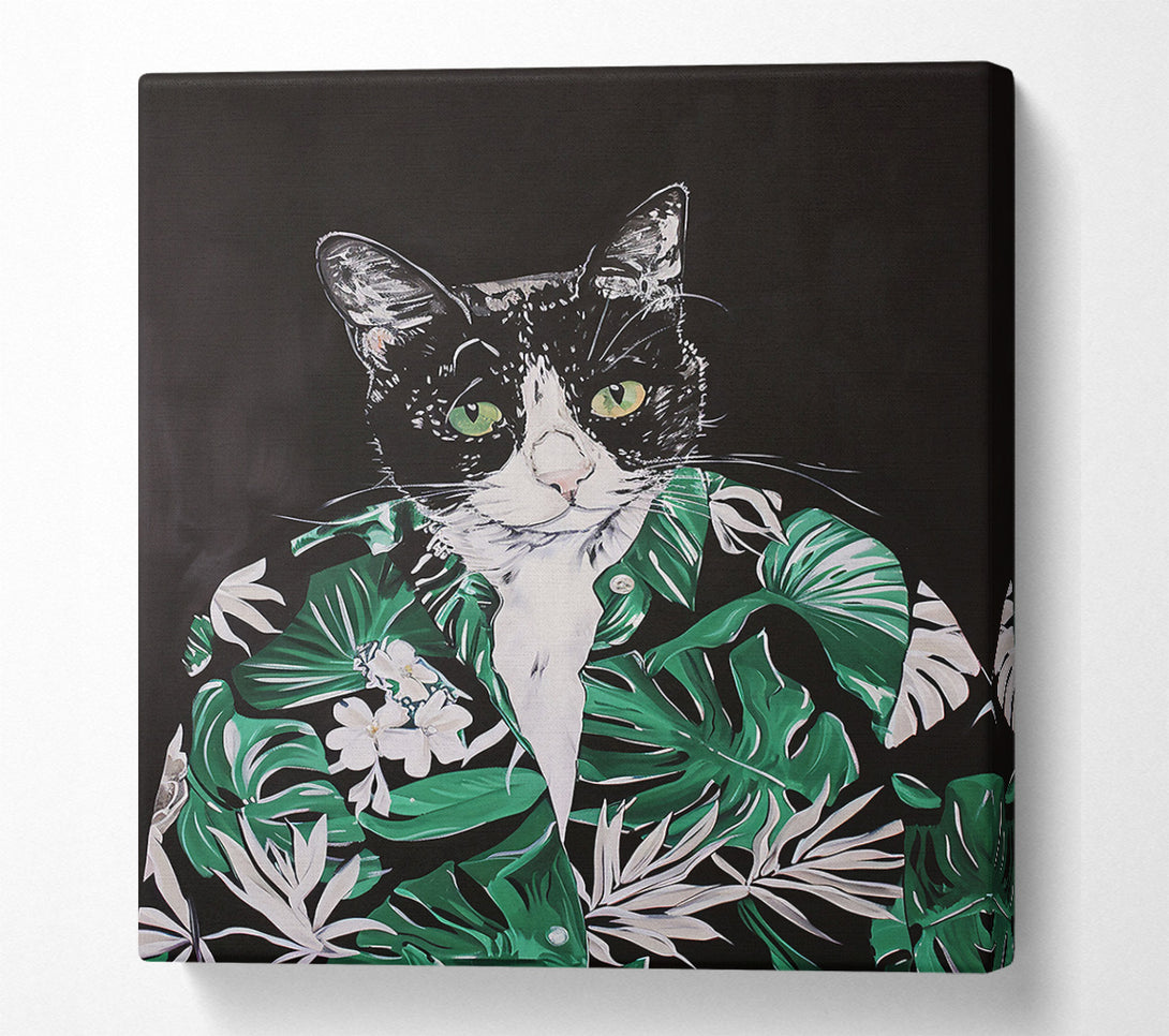  A Canvas Print of Green Feline Fashionista Canvas Art