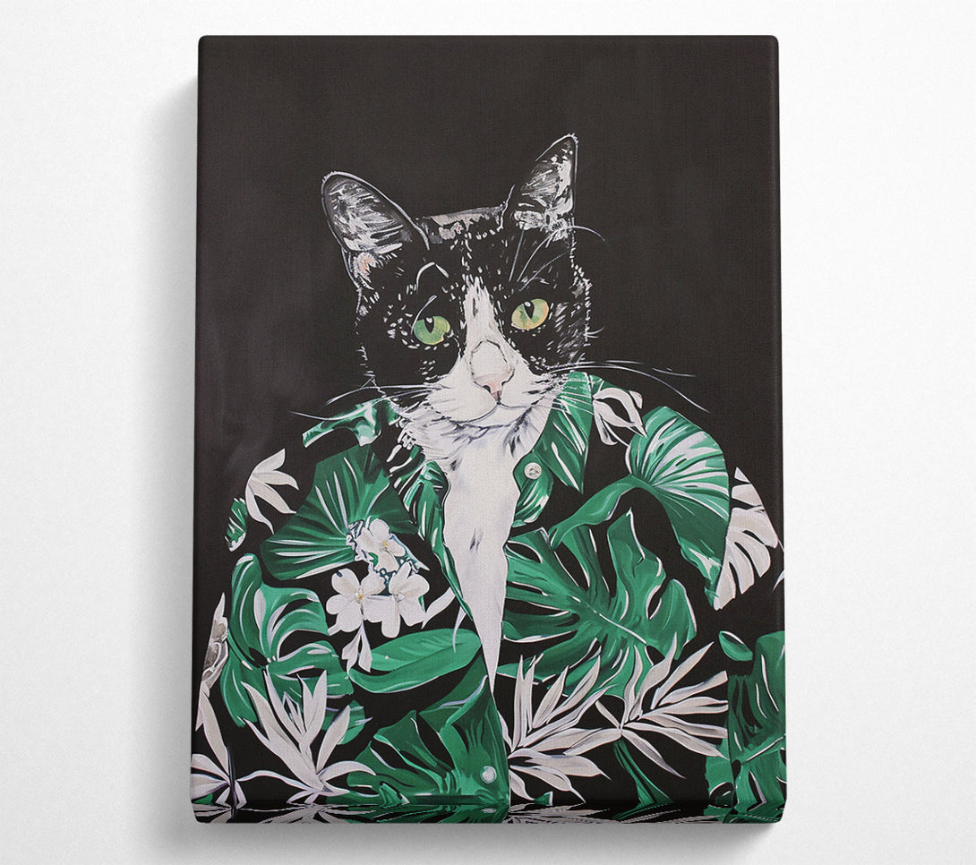 A Canvas Print of Green Feline Fashionista Canvas Art