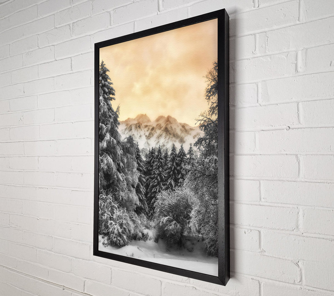  A Canvas Print of Golden Snowscape Pines Canvas Wall Art
