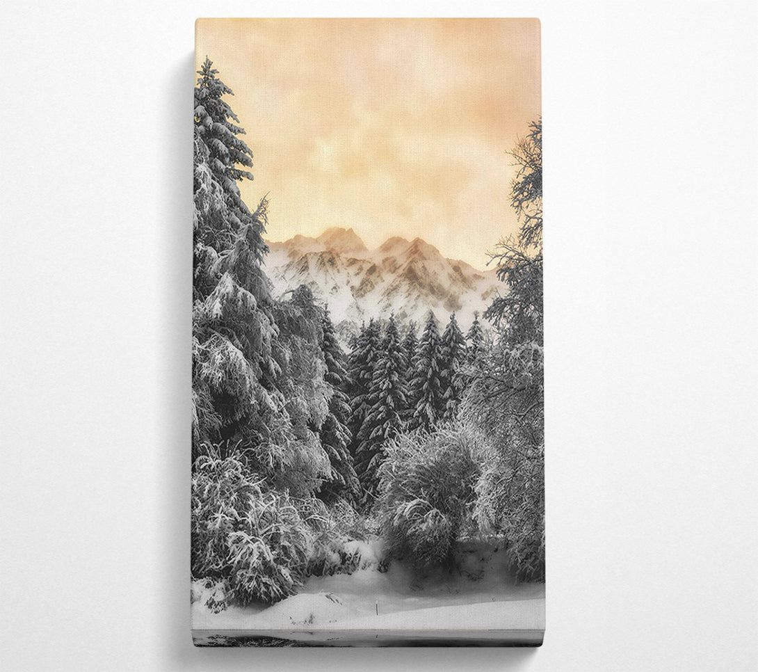  A Canvas Print of Golden Snowscape Pines Canvas Wall Art