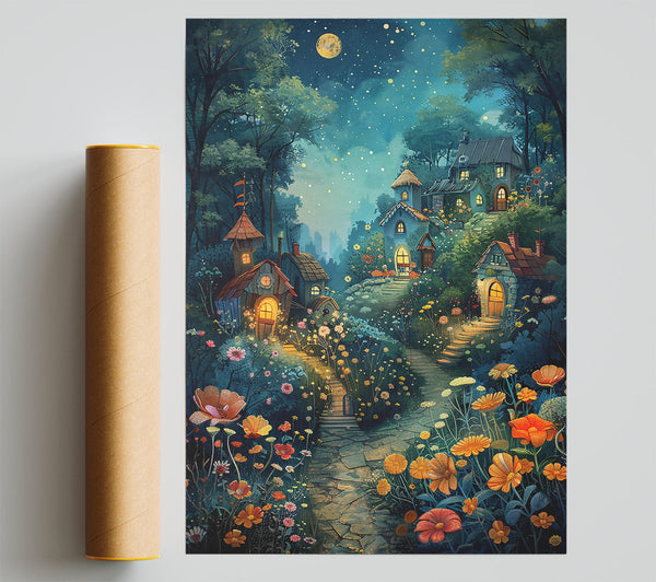 Blue Moon Village Giclee Print