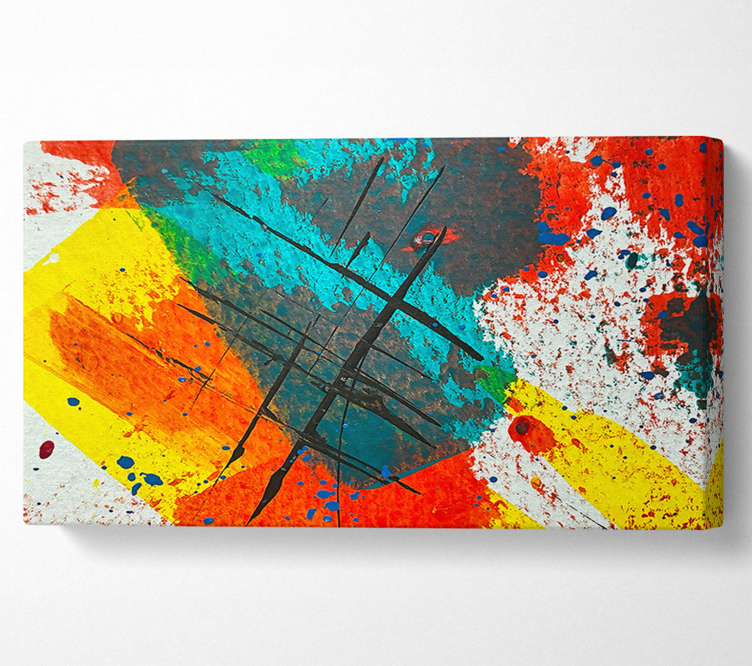  A Canvas Print of Teal Grid Abstract Canvas Art