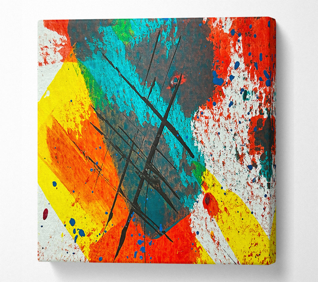  A Canvas Print of Teal Grid Abstract Canvas Art