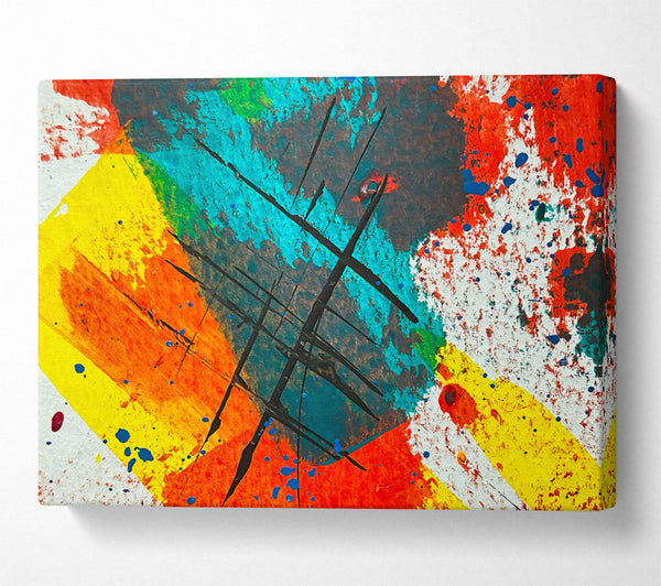 A Canvas Print of Teal Grid Abstract Canvas Art