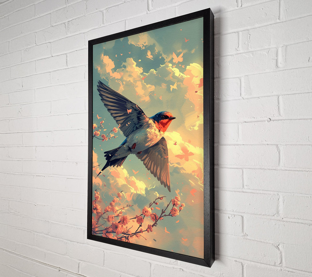  A Canvas Print of Peach Sky Swallow Canvas Print