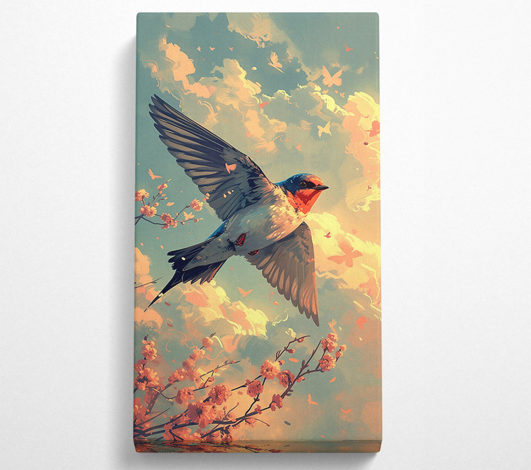  A Canvas Print of Peach Sky Swallow Canvas Print